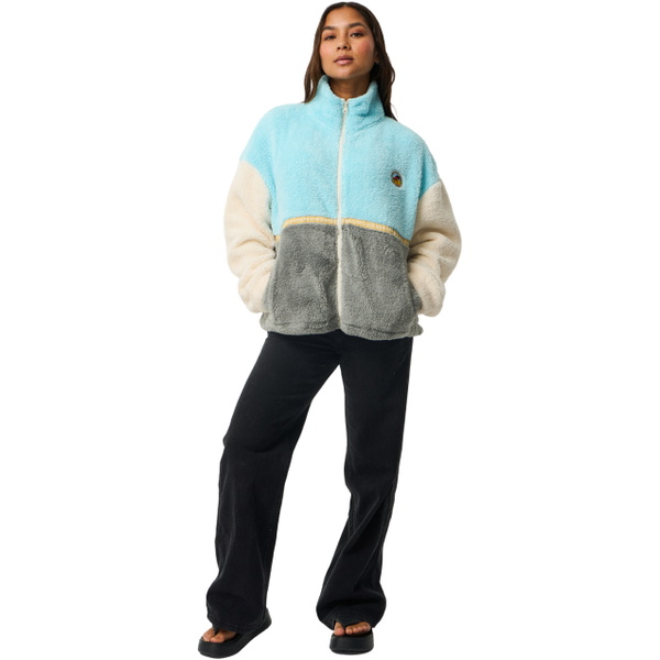 2026 Rip Curl Womens Surf Revival Heritage Polar Zip Thru Fleece 0D6WFL - Light Blue
